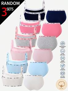 [3 Random Sets] Tween Girls Traceable Cotton Camisole And Triangle Bra Set, Solid Textured Fabric Offered In Six Gentle Assorted Pastel Shades - Multicolor - View 2