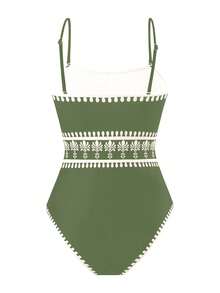 Swim Oasis 2026 Spring/Summer Plus Size One-Piece Printed Casual Elegant Ladies Swimsuit Set - Green - View 4