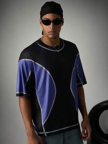 Sport MetroGents Men's Colorblock Casual Versatile Daily Travel Sports T-Shirt - Black - View 3