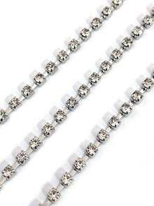 SpicyHot 1pc Women's Heart-Shaped Rhinestone Metal Body Chain - Silver - View 5