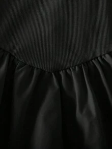 SHEIN 女嬰優雅可愛黑白拼接蝴蝶結洋裝 - 黑色 - 查看 7