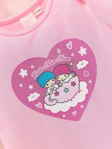 HELLO KITTY AND FRIENDS | SHEIN 女婴可爱粉色连体衣和荷叶边短裤 - 彩色 - 查看 4