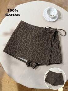 Comfortcana Quần short denim in họa tiết da báo dành cho nữ cỡ lớn - Nhiều màu - Xem 1