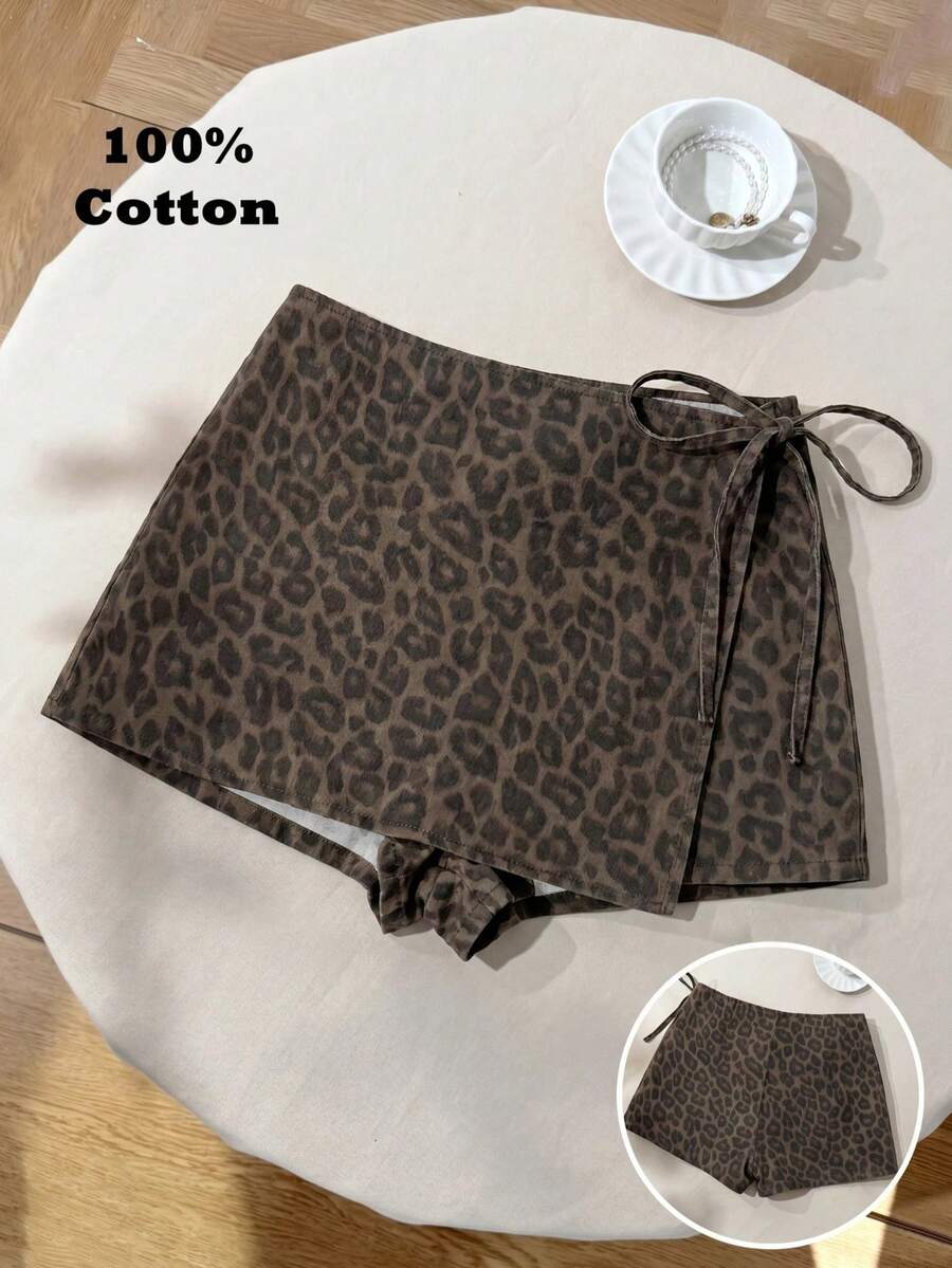 Comfortcana Quần short denim in họa tiết da báo dành cho nữ cỡ lớn - Nhiều màu - Xem 1