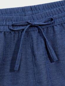 CoralVoy Men's Casual Textured Drawstring Waist Pocket Beach Shorts - Navy Blue - View 3