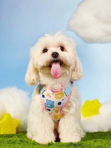Care Bears X PETSIN 1 Set Of Cartoon Pattern Printed Pet Dog Vest Chest Harness With Leash Set, Overall Pink, White And Blue Fresh Color Matching, Cute And Eye-Catching. Multiple Sizes Available, Adjustable Strap Length, Suitable For Dogs For Daily Walking, Outdoor Adventure, And Travel, A Practical Item And A Fun Gift For Pet Owners - Baby Blue - View 2