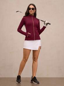 Activina Chaqueta deportiva casual versátil de unicolor con cremallera frontal - Burdeos - Ver 6