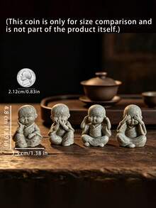 4 Buah Figur Biksu Buddha Kecil Kreatif, Dekorasi Rumah, Ornamen Meja, Aksesoris Lanskap Mini, Hadiah - Beraneka warna - View 3