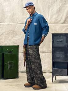 Norleigh Men's Camouflage Pants, Casual Outdoor Fashion Suit Trousers, Spring/Autumn Cargo Pants - Black - View 3