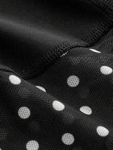 SHEIN Cheerettes 女款時尚波點印花拼接口袋運動短款緊身褲 - 黑色 - 查看 11