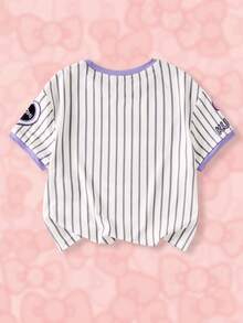 HELLO KITTY AND FRIENDS | SHEIN 卡通印花圆领短袖休闲T恤，适合年轻女孩 - 白色 - 查看 2