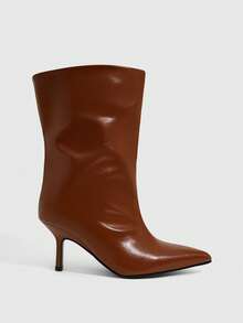 CUCCOO SZL Brown Fashion Soft Fabric Sexy Stiletto Boots - Mocha Brown - View 2