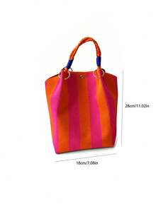 Joivida 1 pezzo Borsa a tracolla lavorata a maglia a righe, con grande capacità, adatta per le donne. Può essere utilizzata come borsa per il pendolarismo o come borsa da viaggio. È adatta per i viaggi. - Multicolore - Visualizzare 20