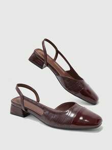 CUCCOO BIZCHIC Women's Pointed Toe Block Heel Colorblock Pumps, Spring/Summer - Chocolate Brown - View 5