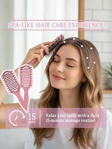 1PC New Upgraded Hollow Design Curling Brush Special Comb Teeth Structure For All Hair Types Reduce Hair Loss Pulling Split Ends Unisex Easy Create Curly Hairstyles Hair Care Tool Salon Daily Use Back To School Travel Gift For Women Men Must Haves - Multicolor - View 4