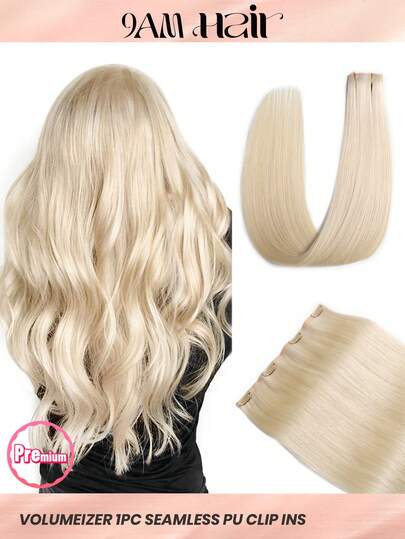 Seamless Clip Ins Volumizer 55g 1pc 60# Platinum Blonde 100% HQ Cuticle Aligne Remy Human Hair Seamless PU Clip Ins Extensions Hair Extensions