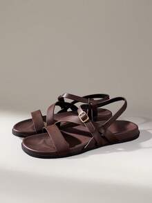 Solecia Women's Simple Comfortable Flat Casual Brown Sandals For Daily Wear, Travel And Vacation - Brown - View 8