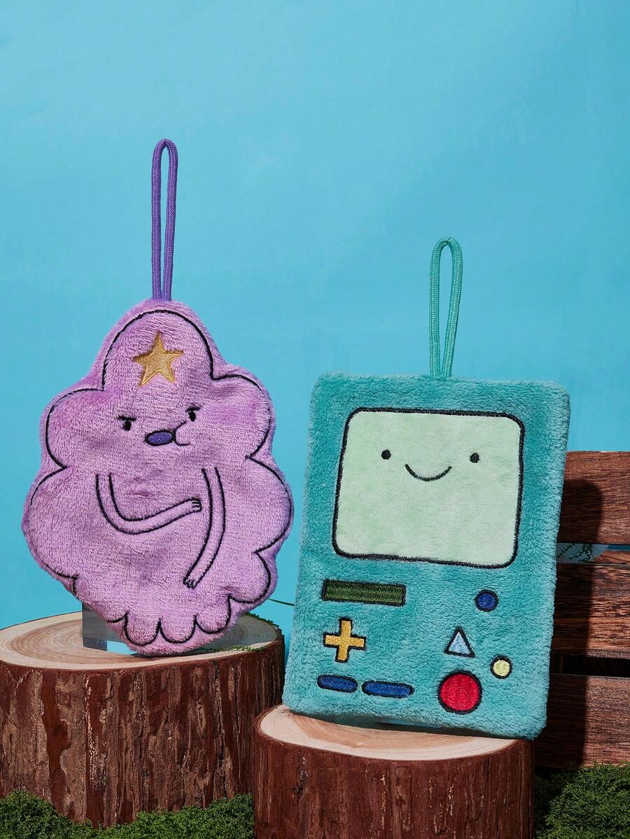 ADVENTURE TIME X Joivida 1件裝 冒險寶藏 BMO 遊戲機與泡泡糖公主掛巾 可愛卡通珊瑚絨吸水布 廚房、浴室、宿舍快乾不掉毛裝飾毛巾 - 彩色 - 查看 1