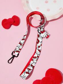 HELLO KITTY AND FRIENDS | SHEIN 全滿版卡通貓寵物用品單件販售，胸背帶牽繩項圈與便攜拾便袋收納架，多尺寸適用幼犬幼貓戶外日常散步 - 鮮紅色 - 查看 5