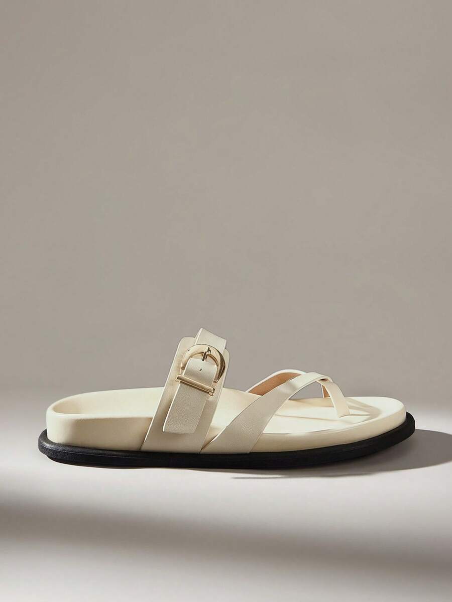 Solecia Women's New Flat Sandals, Slip-On Flip-Flops, Comfortable And Casual. - Milk tea color - View 1