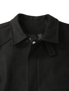 Manfinity CasualCool Men's Solid Color Turn Collar Casual Versatile Daily Travel Long Sleeve Jacket - Black - View 6