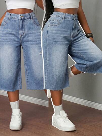 Slaydiva Calça Denim Feminina Casual Versátil para Viagens Diárias com Bolsos e Botões