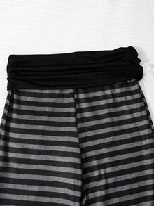 青少年女孩豹紋喇叭褲，喇叭褲，針織，修身，秋季服飾，秋季，基礎款，度假，抓皺波點健身瑜伽緊身褲黑色高腰褲 - 彩色 - 查看 4