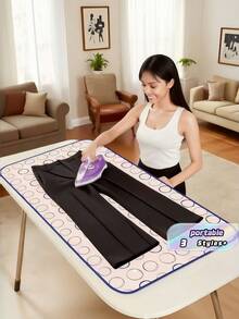 Foldable Heat-Resistant Ironing Mat, Portable Steam Pressing Cushion, Non-Slip Thick Durable Pad, Ideal For Home, Dormitory, Travel, Tabletop Ironing, Prevents Scorch Marks, Easy Storage, Multi-Use For Garment Steaming And Pressing - Pink - View 1