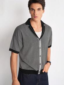 NEOSTRIT Men's Striped Short Sleeve Knit Top - Multicolor - View 1