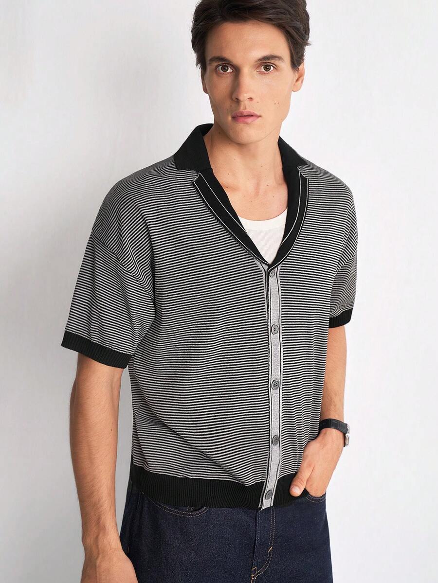 NEOSTRIT Men's Striped Short Sleeve Knit Top - Multicolor - View 1