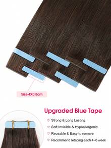 10PCS/Pack Cuticle Remy Seamless Injected Hand-Tied Pro Quality Virgin Human Hair Invisible Tape In Hair Extensions Human Hair Dark Brown Straight Tape Ins Tape In Hair Tape Ins Hair Extensions - S2 - View 3