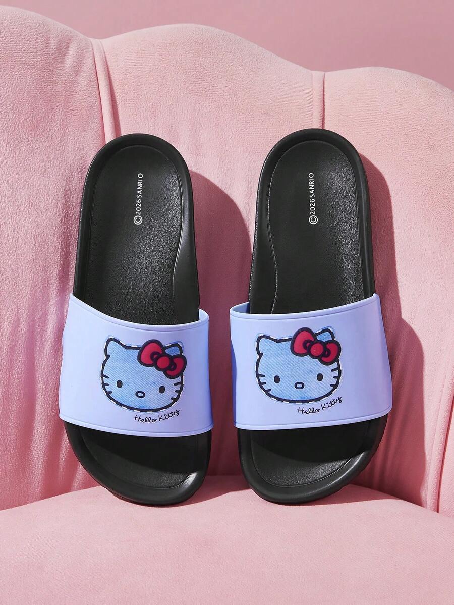 HELLO KITTY AND FRIENDS | SHEIN 女款少女風可愛卡通拖鞋 - 淺藍色 - 查看 1