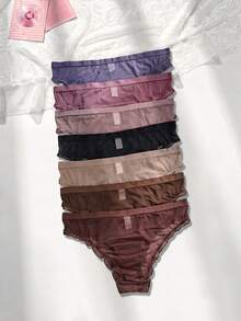 FairyFlirt Plus Size 7pcs Cute & Delicate Mesh Lettuce Trim Panty Set Lingerie - Multicolor - View 2