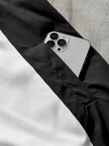 AXEPEAK Chaqueta casual de manga larga con patrón de letras y contraste de color para hombres - Blanco y Negro - Ver 5