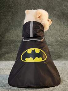 Batman X PETSIN Collaboration Waterproof Printed Pet Dog Raincoat For Small, Medium & Large Dogs, Full Body Coverage, Breathable Fabric, Comfortable & Flexible Fit, Cool Graphic Design, Universal Rain Gear For Cats & Dogs, Cross-Border Pet Supplies, Practical For Rainy Days, A Must-Have For Cool Pets - Black - View 5