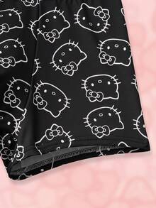 HELLO KITTY AND FRIENDS | SHEIN 男士柔软舒适猫咪字母图案腰带平角裤 - 黑色 - 查看 5