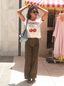 ZOE BAYONA Women's White And Red Cherry Print Short Sleeve T-Shirt,34% Cotton Summer Cute School Back-To-School Top,Vintage Y2K Boho Coconut Girl Casual Style - Red and White - View 3