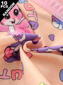 (10 piezas aleatorias) Bragas triangulares cómodas para niñas pequeñas con estampado de dibujos animados y patrón de conejo de felpa - Multicolor - Ver 5