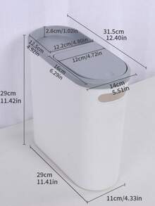 1PC Pedal Operated Press Trash Can With Lid Slim Narrow Design Leak Proof Odor Control Easy Clean Plastic Waste Bin For Living Room Kitchen Bathroom Bedroom Office Home Decor Space Saving Minimalist Style - Multicolor - View 3
