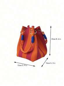 Joivida 1 pezzo Borsa a tracolla lavorata a maglia a righe, con grande capacità, adatta per le donne. Può essere utilizzata come borsa per il pendolarismo o come borsa da viaggio. È adatta per i viaggi. - Multicolore - Visualizzare 14
