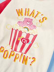 Care Bears X PETSIN 1件 What's Poppin 泰迪熊爆米花卡通圖案粉白撞色彈性插肩袖T恤，適用於貓狗，適合室內遊戲或戶外野餐日 - 彩色 - 查看 9