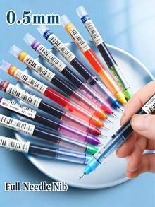 36 Multi-Color Quick-Drying Liquid Ink Pens, 0.5mm Ultra-Fine Needle Tip, Smooth Writing Without Smudging, Suitable For Diary Writing, Note-Taking, And School Office Supplies. - Colored Direct-liquid Gel Pen - View 7