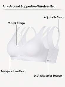 LustreForm Women's Seamless Push-Up Lift Bra, Jelly Bra, Anti-Sagging, Wireless, Comfortable, Minimalist Soft Molded Cup, 1pc - White - View 6