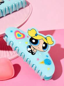 THE POWERPUFF GIRLS X SHEIN 時尚可愛卡通髮夾，適合女孩與女士，居家、沐浴、美容護理、髮型造型完美適用 - 藍色 - 查看 2