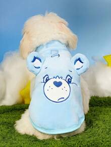 Care Bears X PETSIN 1件刺繡小熊藍色絨毛保暖無袖外套，附牽繩，適合貓狗，適合舒適的室內時光或寒冷天氣的戶外探險 - 淺藍色 - 查看 7