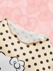 HELLO KITTY AND FRIENDS | SHEIN Tween Girl 3 件装卡通猫咪印花百搭休闲可爱甜美长袖生菜边 T 恤 - 彩色 - 查看 5