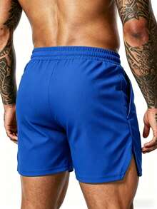 Gym Rark Men's Letter Print Drawstring Waist Sports Shorts - Blue - View 2