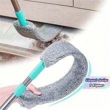 Telescopic Sweeper Mop For Under Bed, Sofa, Furniture Gaps Cleaning, With Replaceable Cloth Head - Green - View 1