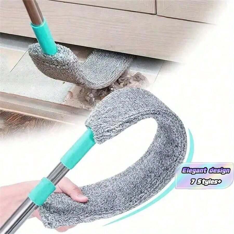 Telescopic Sweeper Mop For Under Bed, Sofa, Furniture Gaps Cleaning, With Replaceable Cloth Head - Green - View 1