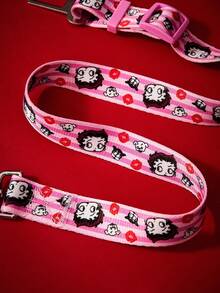Betty Boop X PETSIN 1pc Pet Car Safety Belt With Fashionable Pattern, Polyester Material, Tangle-Free Construction, Durable Strap Build, Road Trips And Daily Commute, For Pet Dogs And Cats, Reliable - Pink - View 5